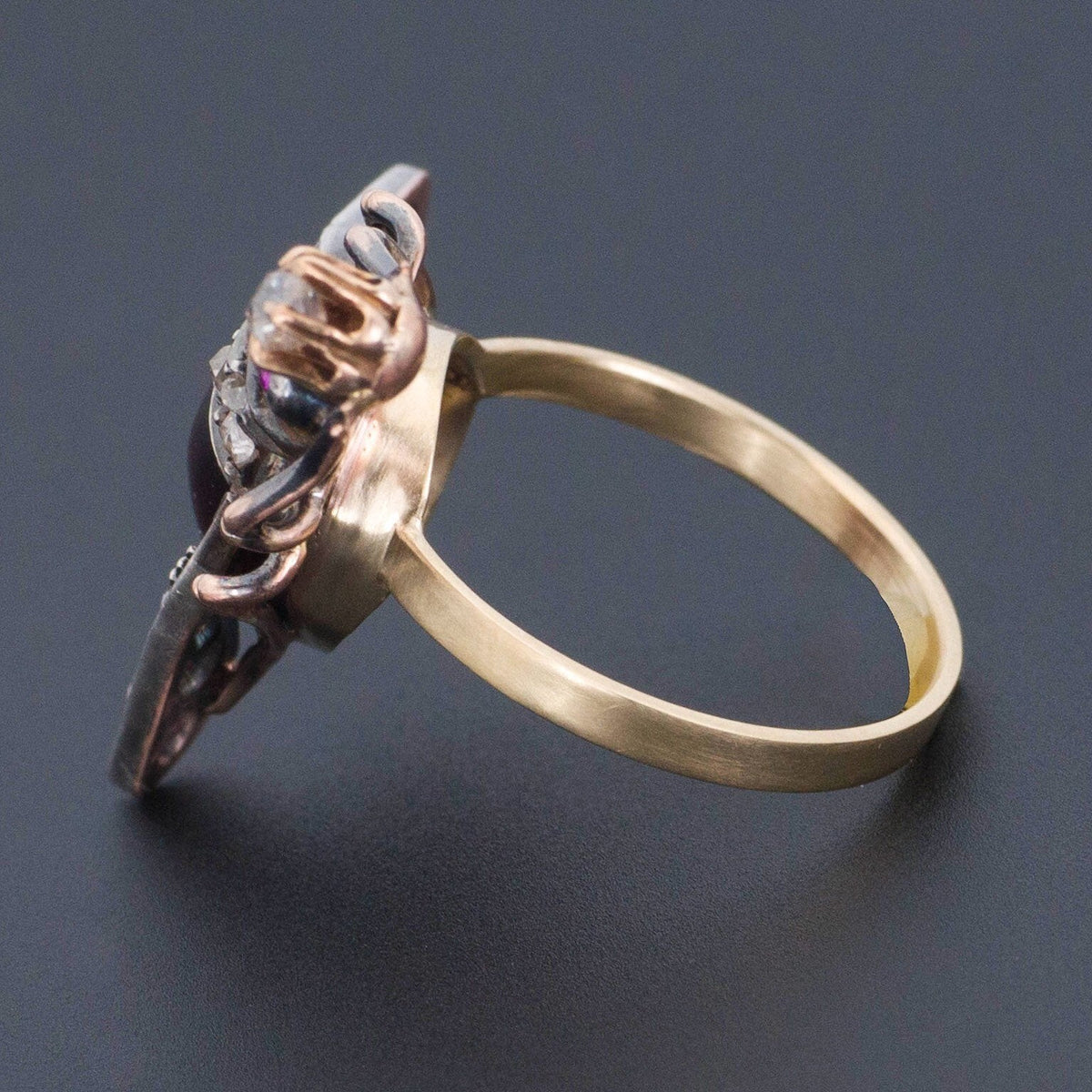 Garnet &amp; Diamond Ring | Antique Bug or Insect Ring - Trademark Antiques