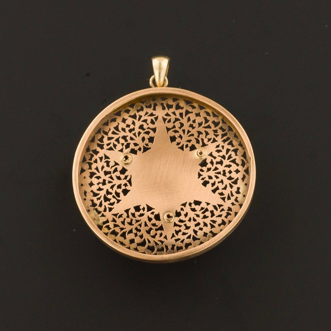 Garnet &amp; Diamond Star Pendant | 14k Rose Gold Pendant - Trademark Antiques