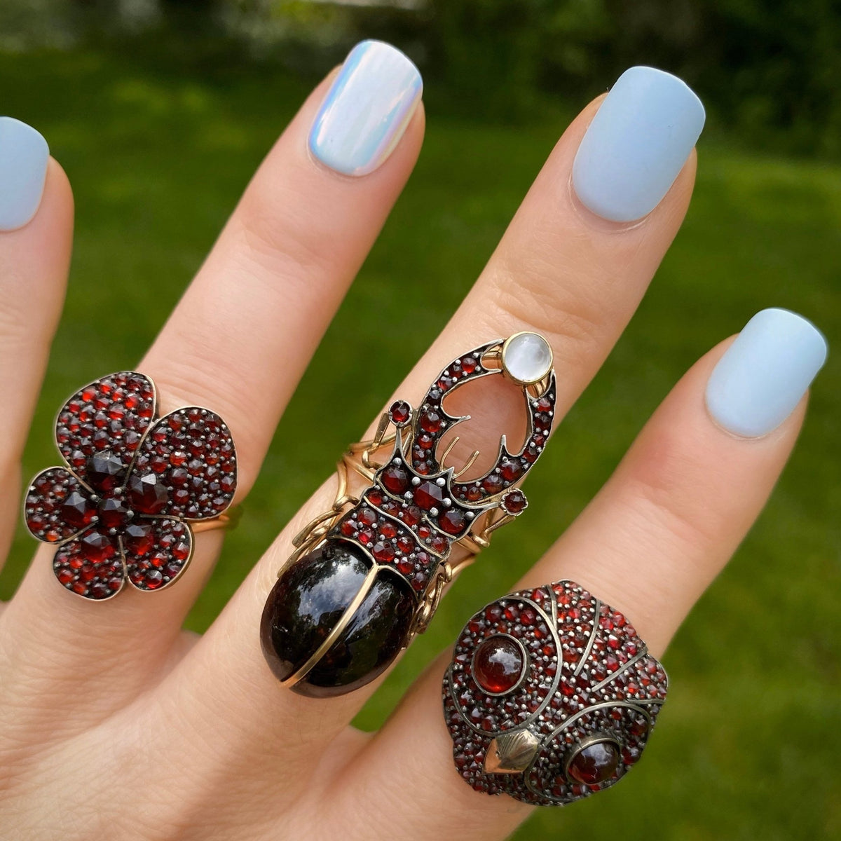 Garnet Owl Ring | Statement Ring - Trademark Antiques