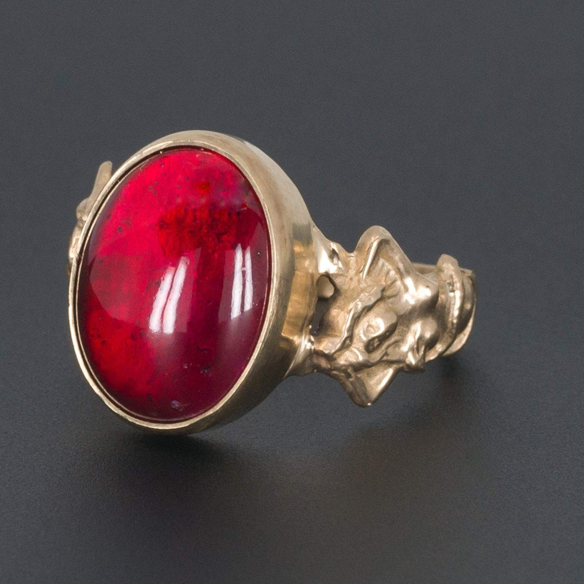 Garnet Ring | 14k Gold Garnet Woman Ring - Trademark Antiques