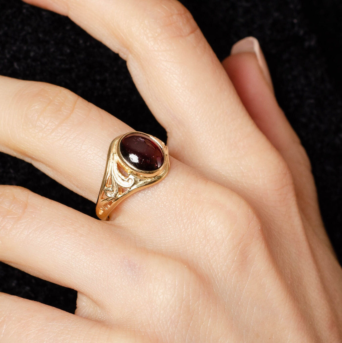 Garnet Ring | 14k Gold Ring - Trademark Antiques