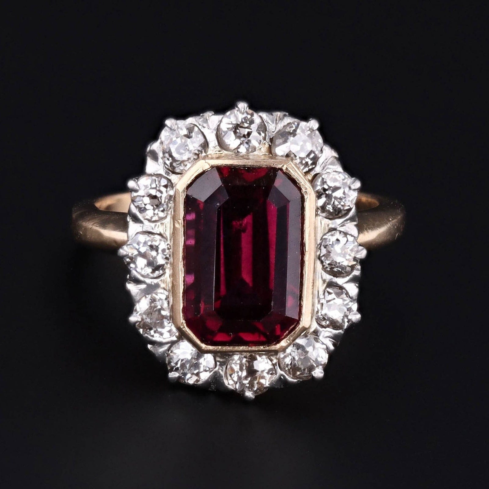 Garnet Ring | Antique Garnet and Diamond Ring - Trademark Antiques