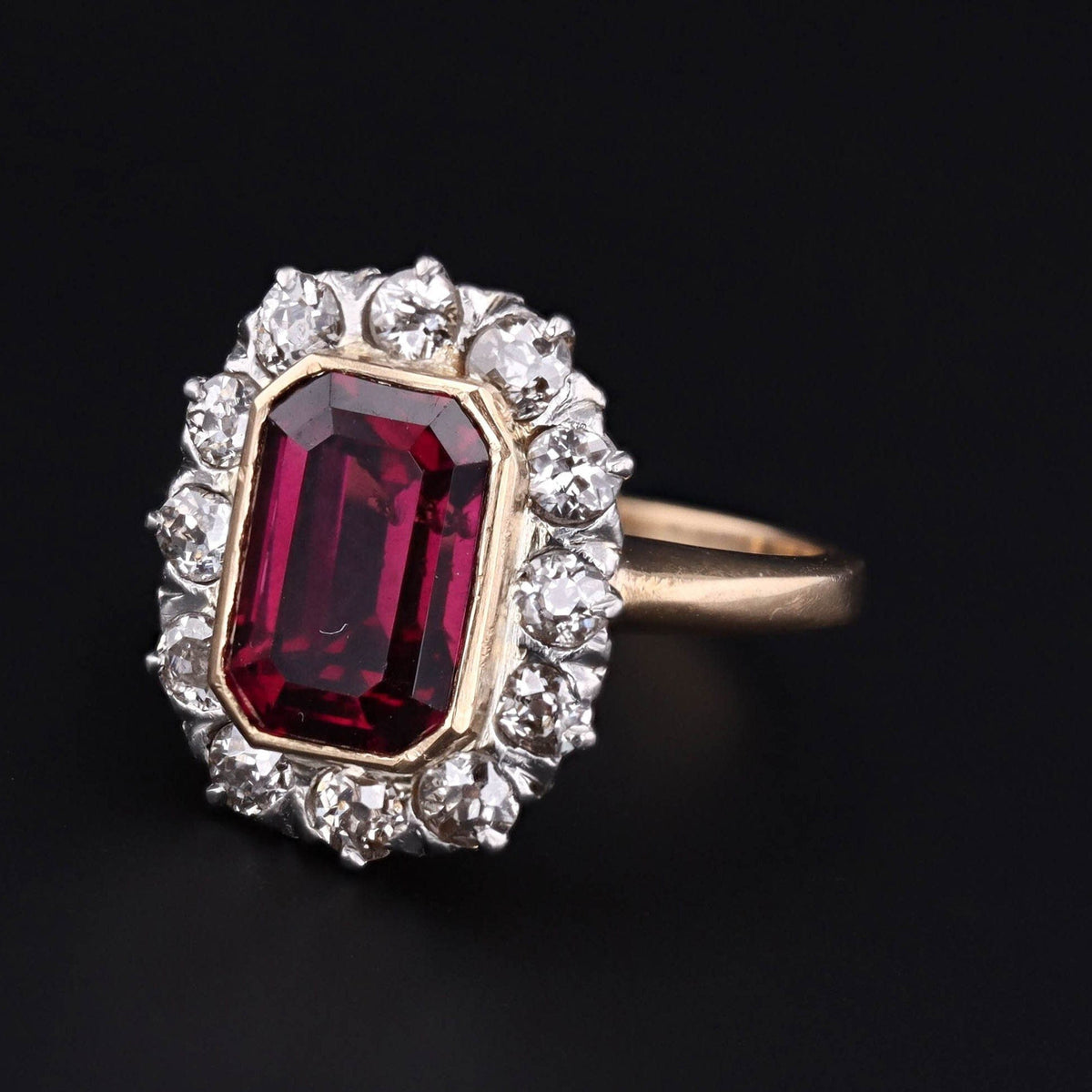 Garnet Ring | Antique Garnet and Diamond Ring - Trademark Antiques