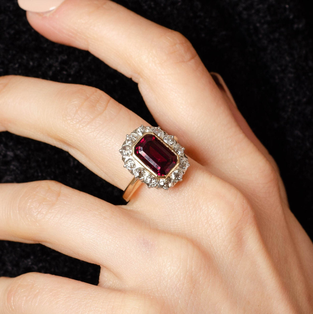 Garnet Ring | Antique Garnet and Diamond Ring - Trademark Antiques