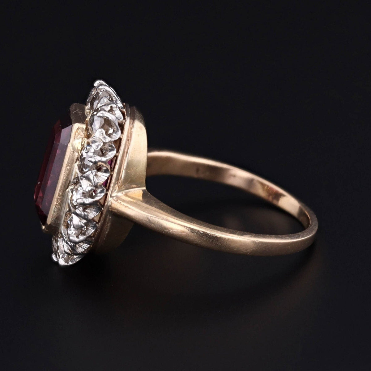 Garnet Ring | Antique Garnet and Diamond Ring - Trademark Antiques