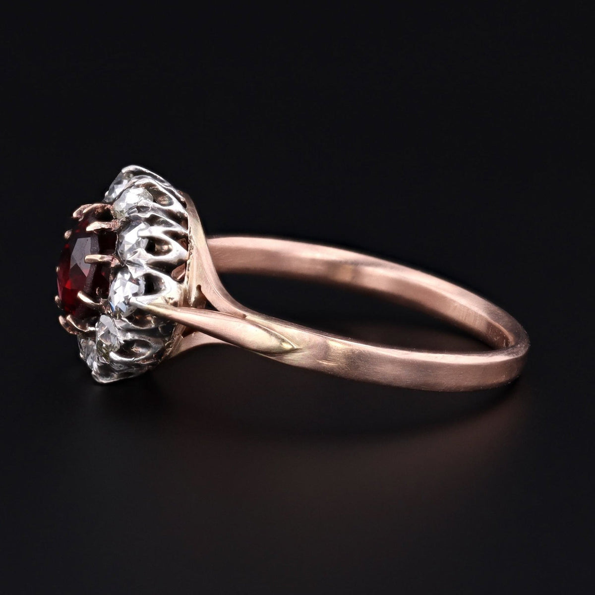 Garnet Ring | Antique Garnet &amp; Rose Cut Diamond Ring - Trademark Antiques