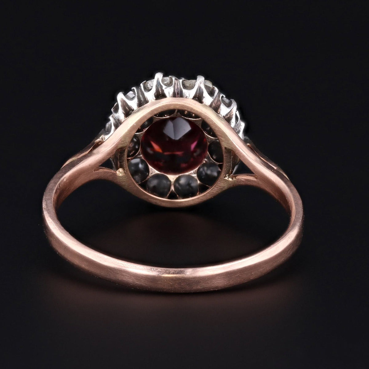 Garnet Ring | Antique Garnet &amp; Rose Cut Diamond Ring - Trademark Antiques