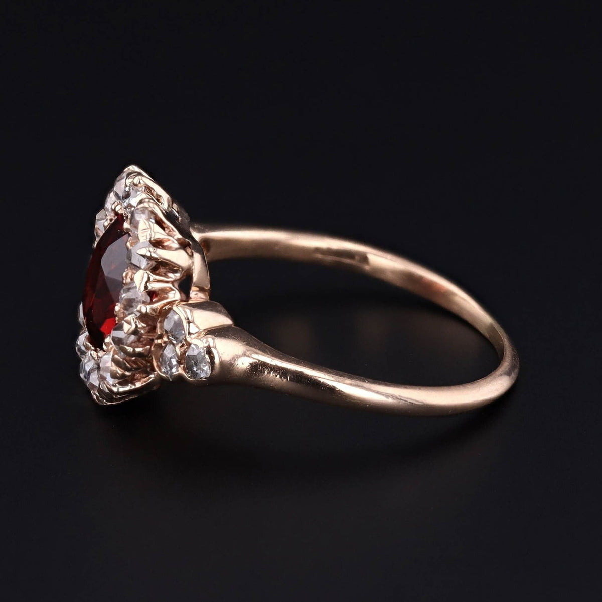 Garnet Ring | Antique Rhodolite Garnet and Diamond Ring - Trademark Antiques