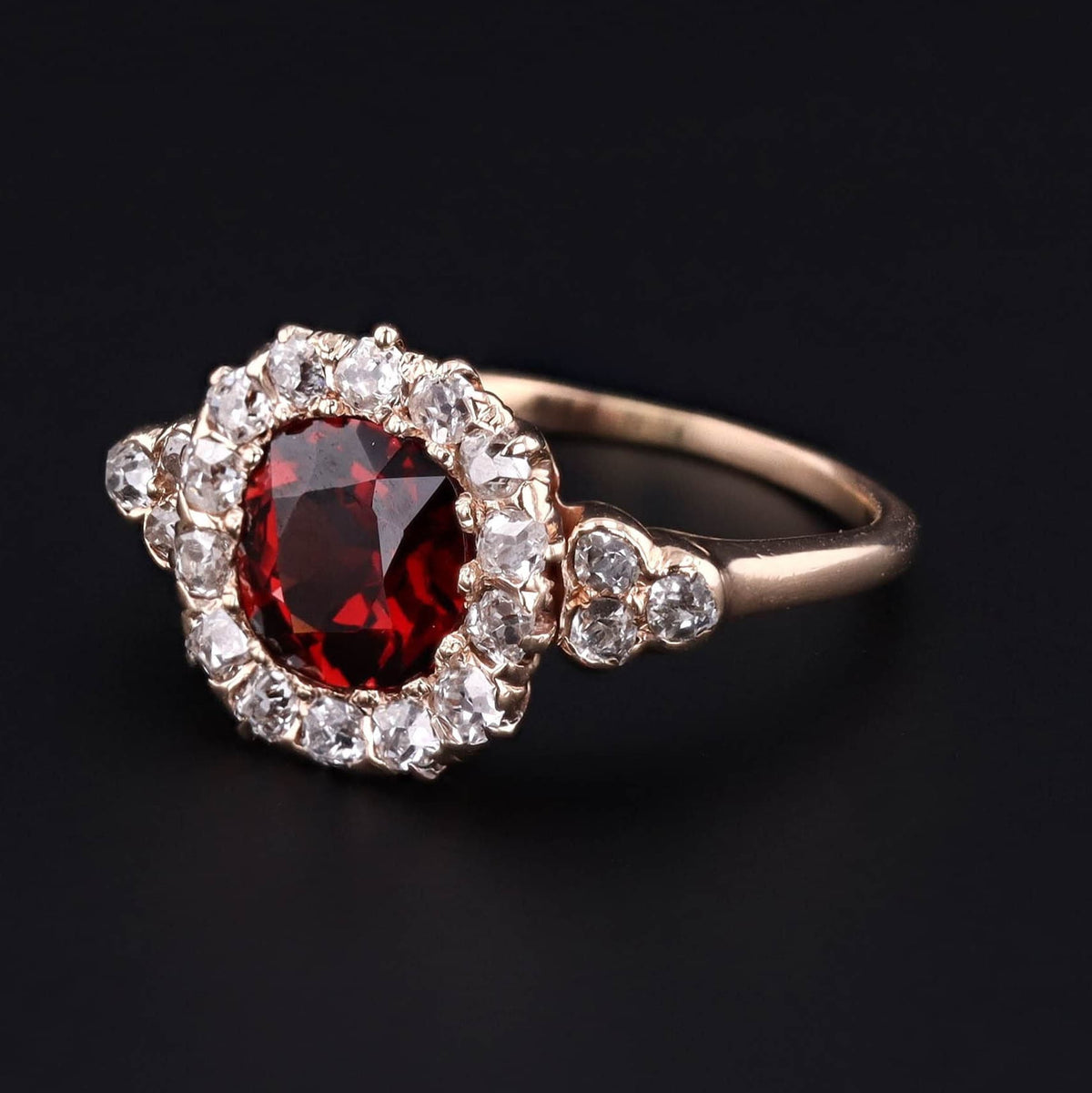 Garnet Ring | Antique Rhodolite Garnet and Diamond Ring - Trademark Antiques
