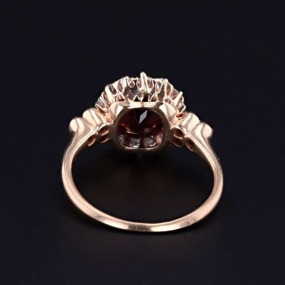 Garnet Ring | Antique Rhodolite Garnet and Diamond Ring - Trademark Antiques
