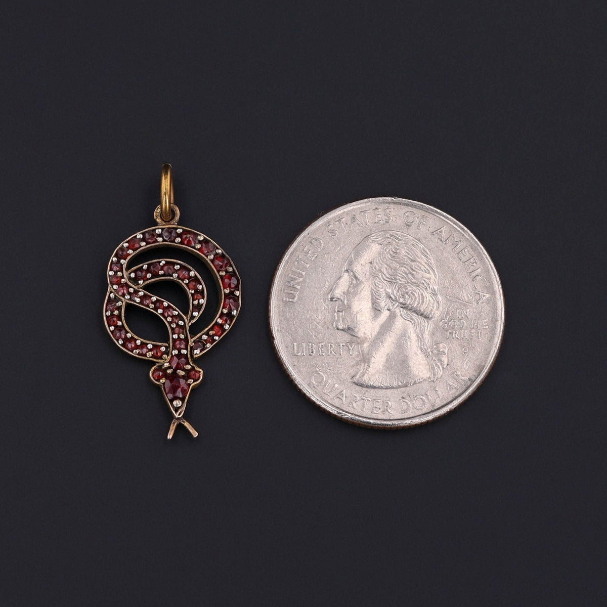 Garnet Snake Pendant | Snake Charm - Trademark Antiques