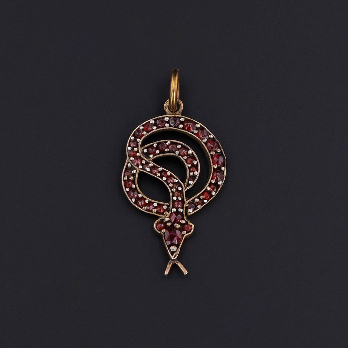 Garnet Snake Pendant | Snake Charm - Trademark Antiques