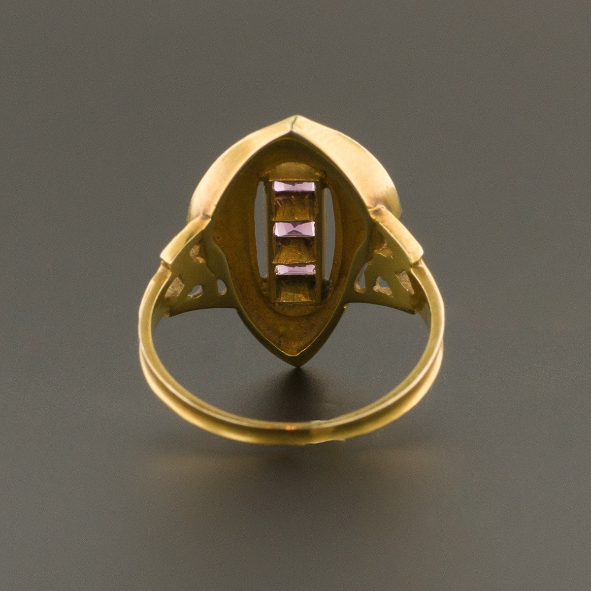 Garnet &amp; White Enamel Ring | Antique Ring - Trademark Antiques