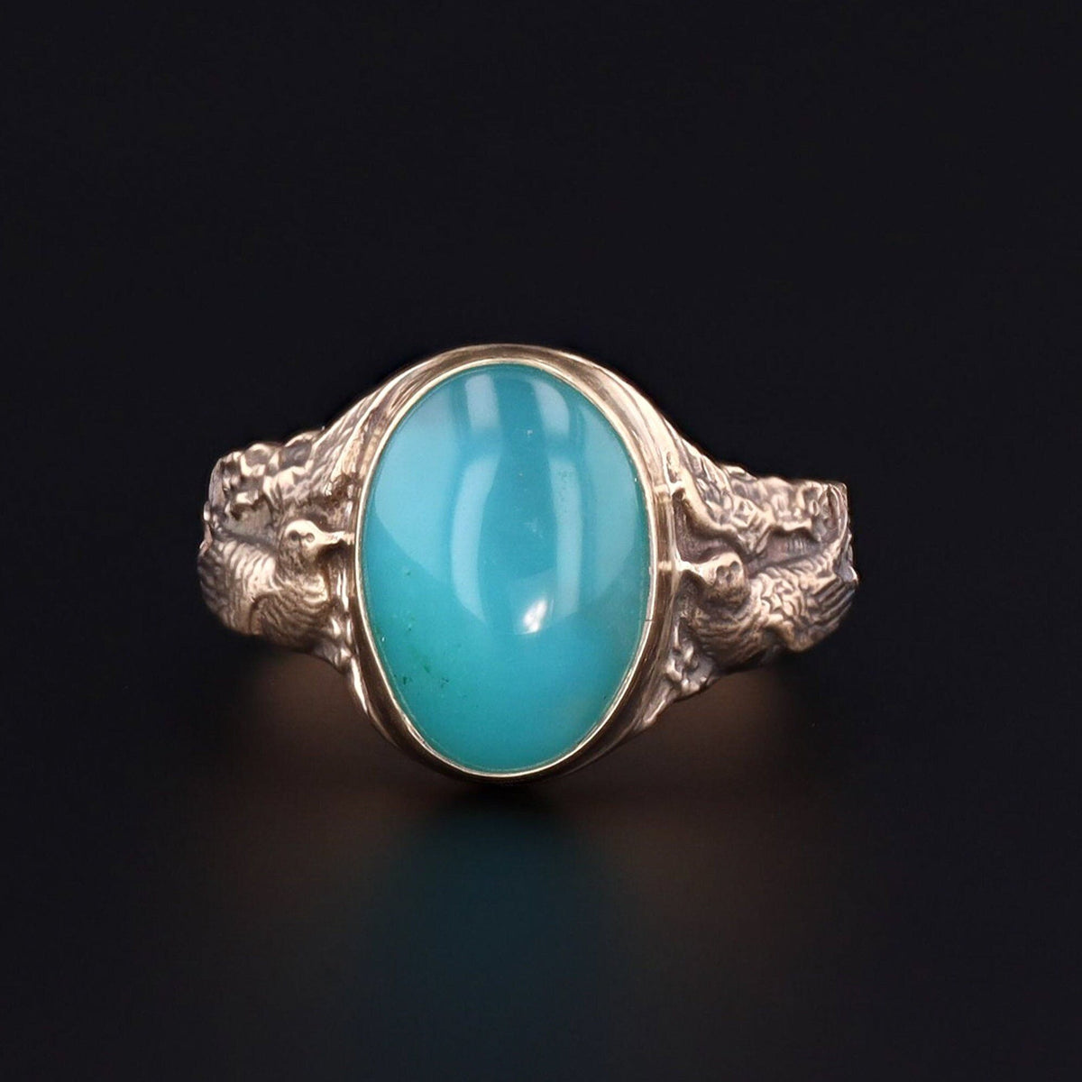 Gem Silica Ring | 14k Gold Gem Silica Bird Ring - Trademark Antiques