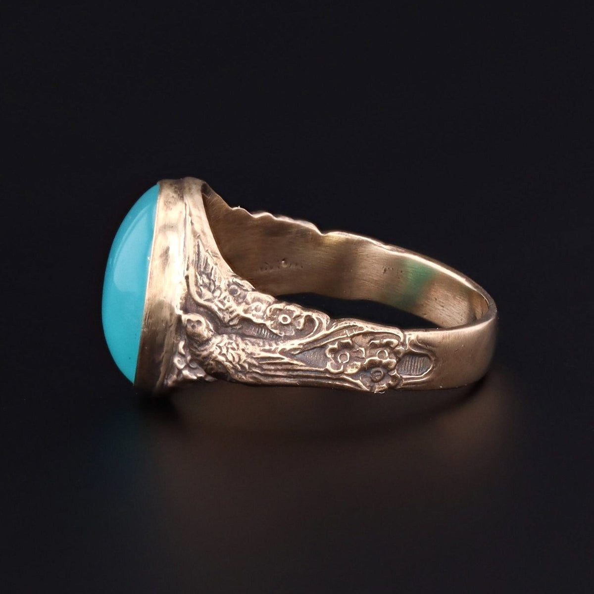 Gem Silica Ring | 14k Gold Gem Silica Bird Ring - Trademark Antiques