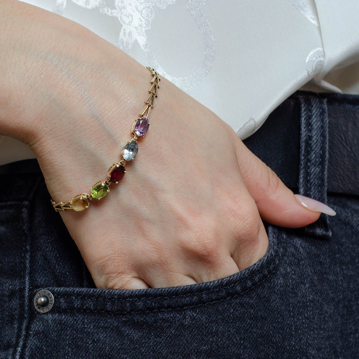 Gemstone Bracelet | 14k Gold Bracelet - Trademark Antiques