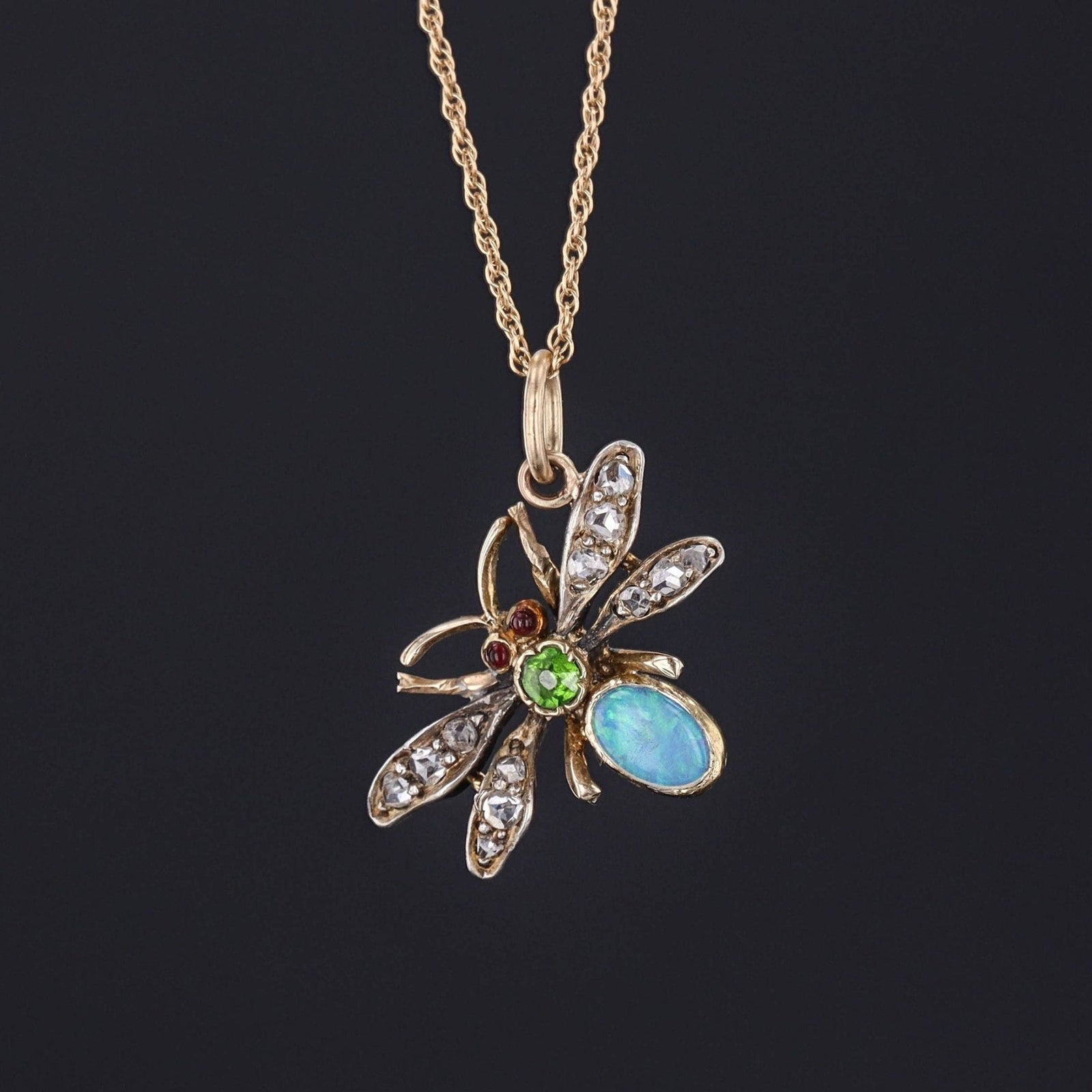 Gemstone Insect Pendant | Antique Pin Conversion - Trademark Antiques