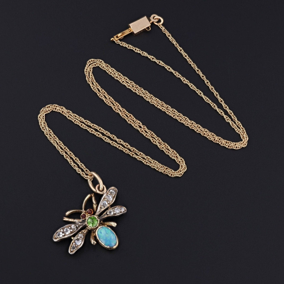 Gemstone Insect Pendant | Antique Pin Conversion - Trademark Antiques