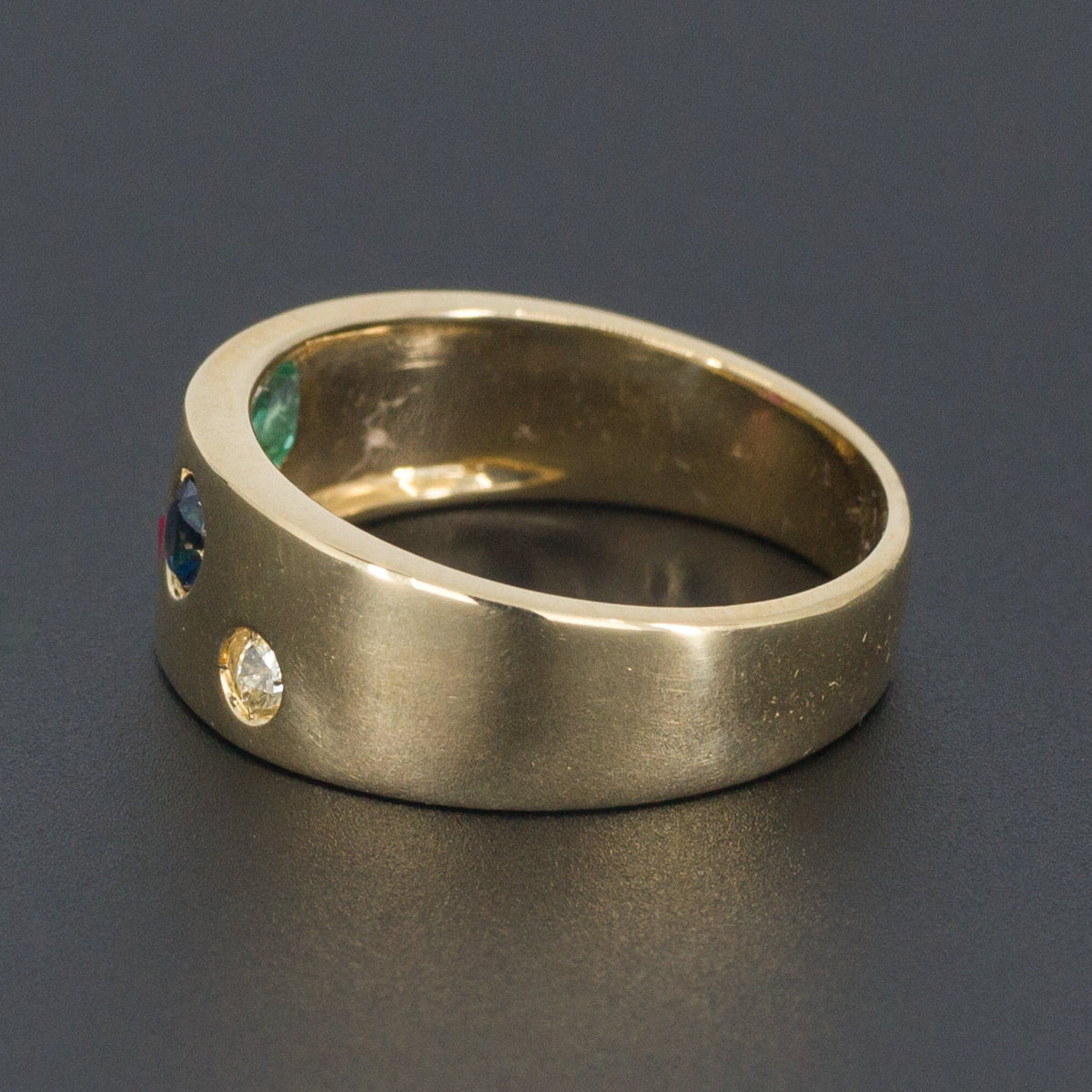 Gemstone Ring | 18k Gold &amp; Multi - Stone Ring - Trademark Antiques