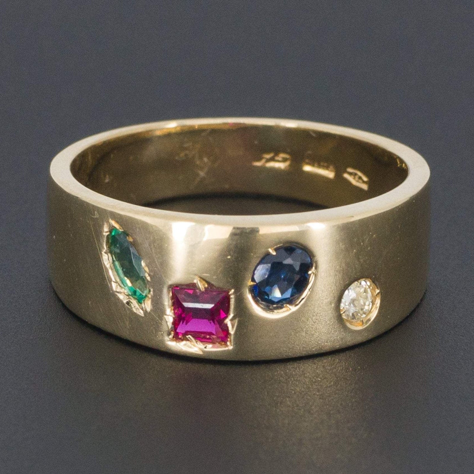 Gemstone Ring | 18k Gold & Multi - Stone Ring - Trademark Antiques