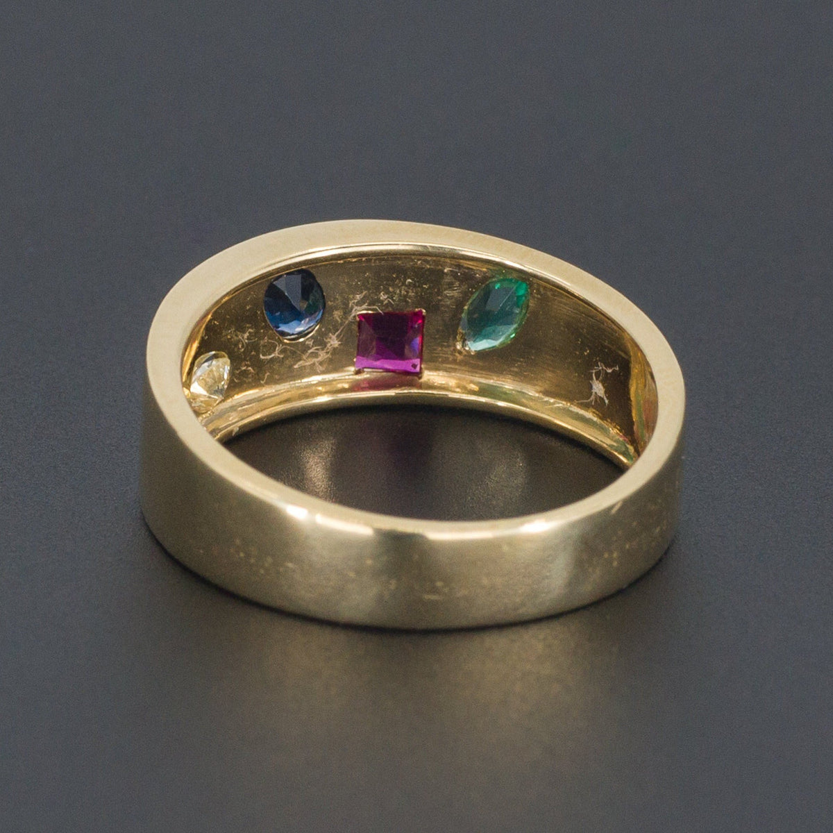 Gemstone Ring | 18k Gold &amp; Multi - Stone Ring - Trademark Antiques