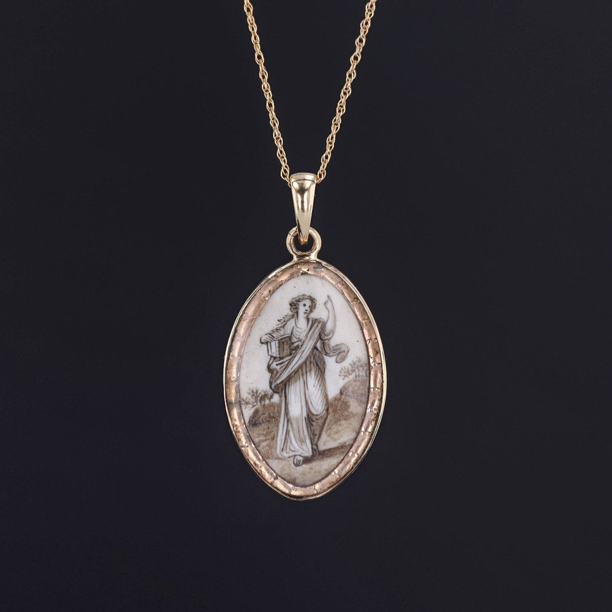 Georgian Mourning Pendant | 18k Gold Pendant with Optional 10k Chain - Trademark Antiques
