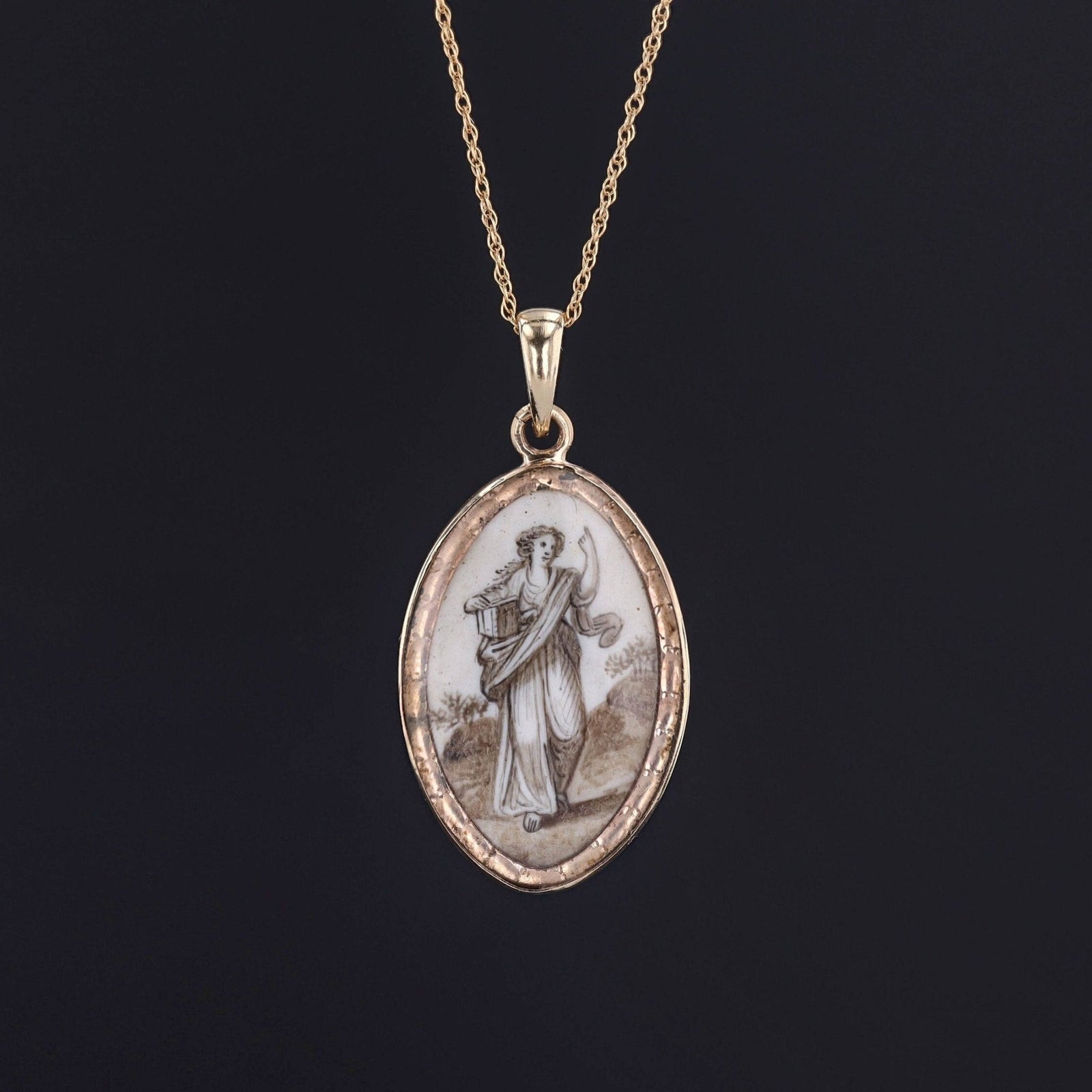 Georgian Mourning Pendant | 18k Gold Pendant with Optional 10k Chain - Trademark Antiques