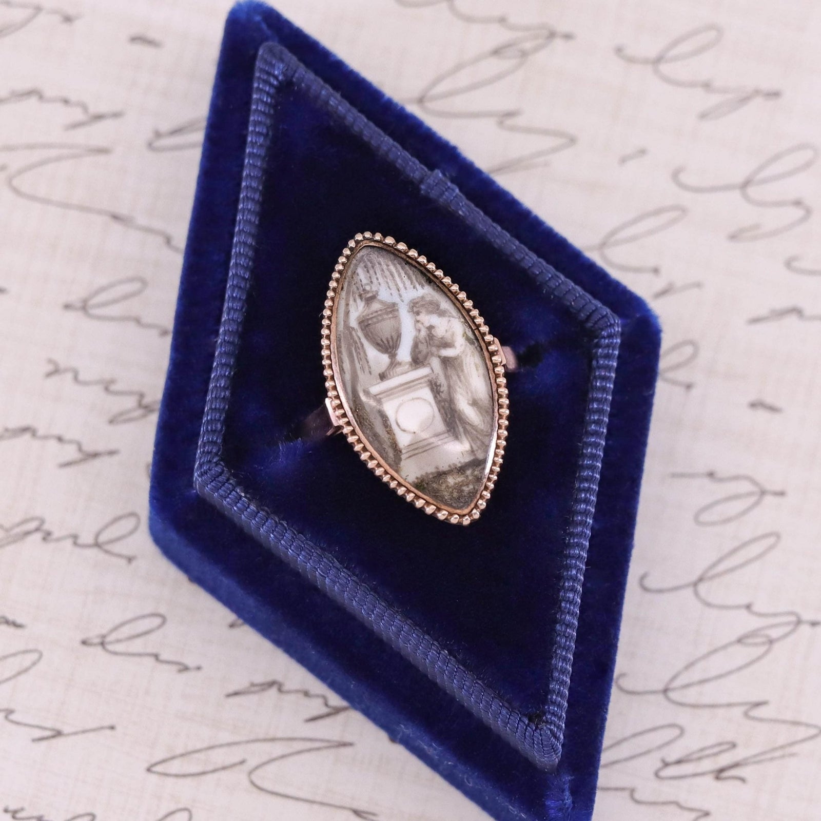 Georgian Mourning Ring of 14k Gold - Trademark Antiques