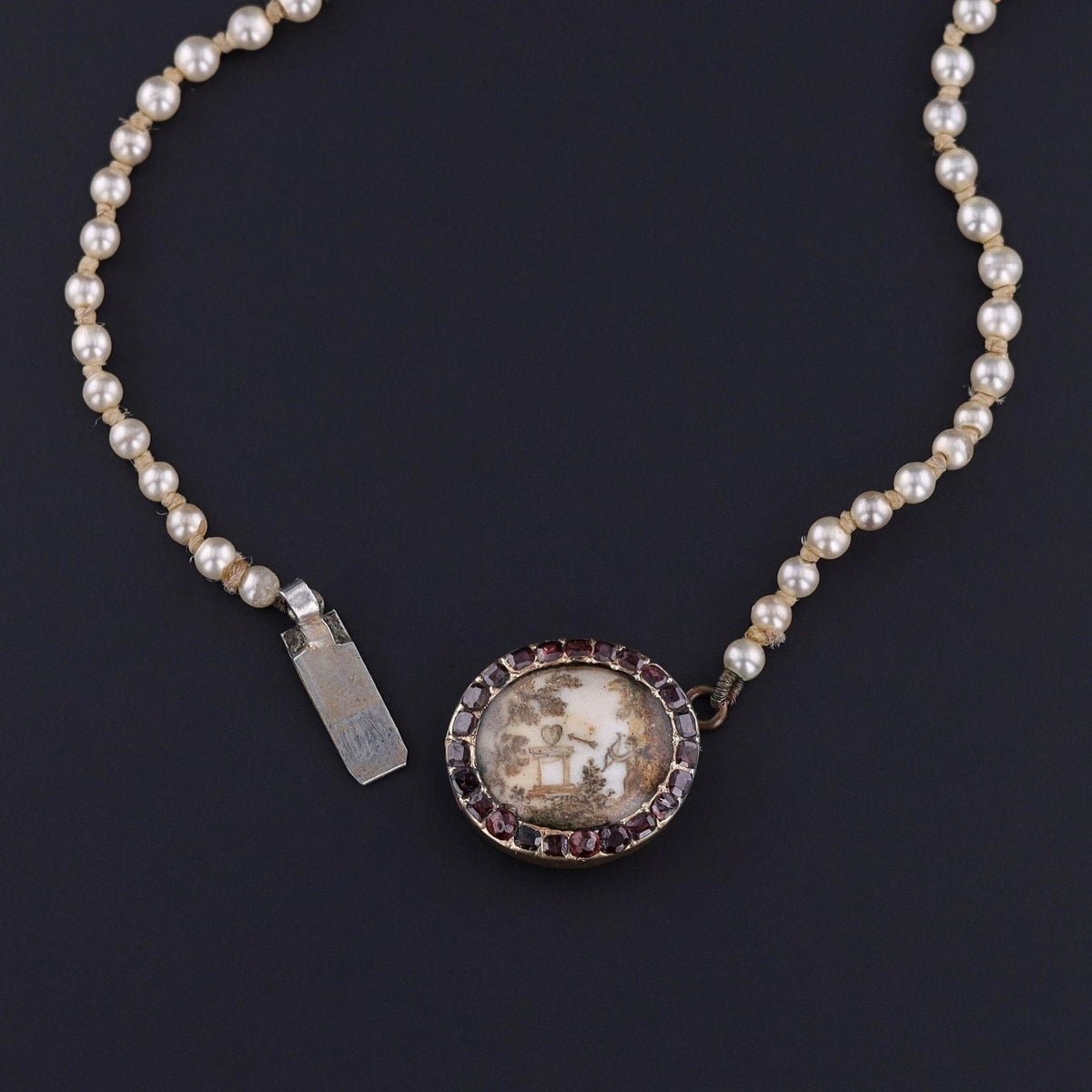 Georgian Pearl Necklace with Cupid Clasp - Trademark Antiques