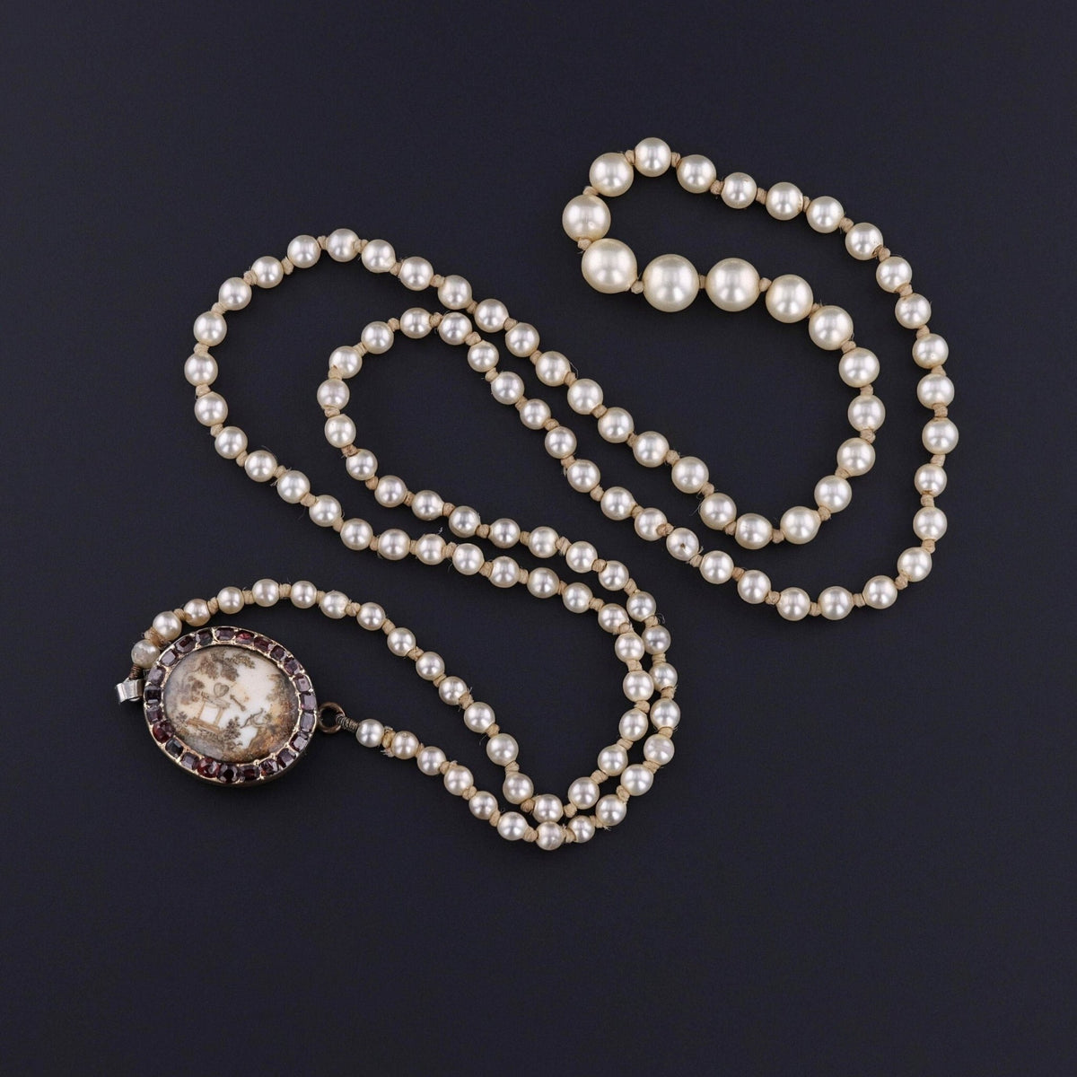 Georgian Pearl Necklace with Cupid Clasp - Trademark Antiques