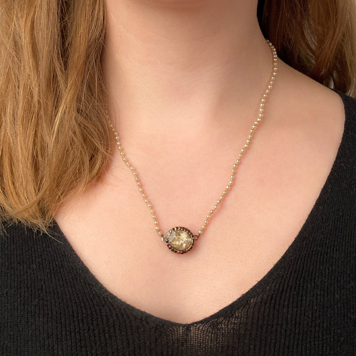 Georgian Pearl Necklace with Cupid Clasp - Trademark Antiques