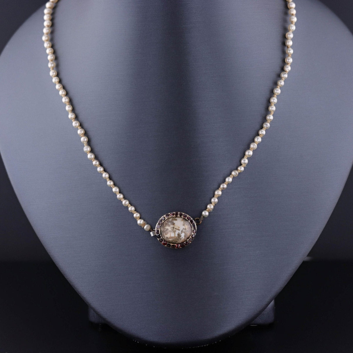 Georgian Pearl Necklace with Cupid Clasp - Trademark Antiques