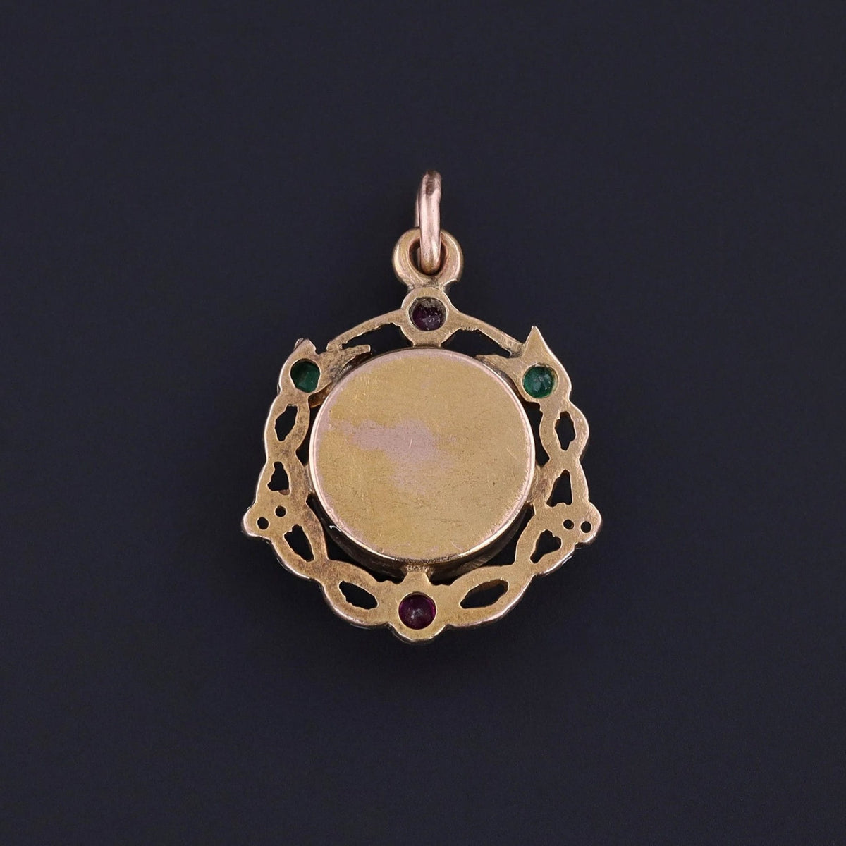 Georgian Reverse Carved and Painted Pig Charm of 14k Gold - Trademark Antiques