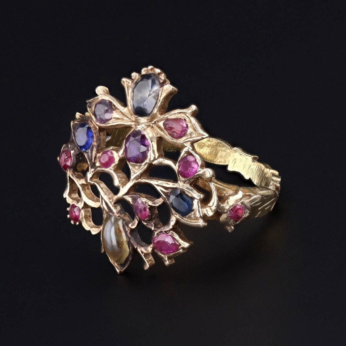 Giardinetti Ring | Antique Giardinetti Gemstone Ring - Trademark Antiques