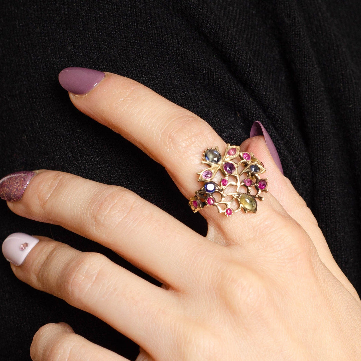 Giardinetti Ring | Antique Giardinetti Gemstone Ring - Trademark Antiques