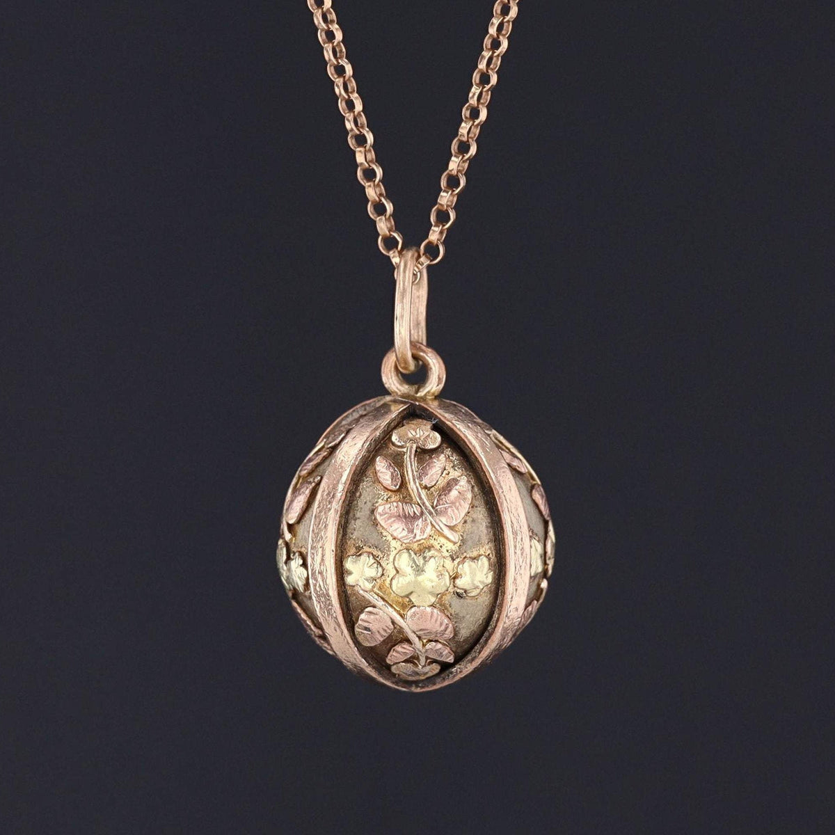 Gold Ball Charm or Pendant | Antique Mixed Metal Ball or Orb Pendant - Trademark Antiques