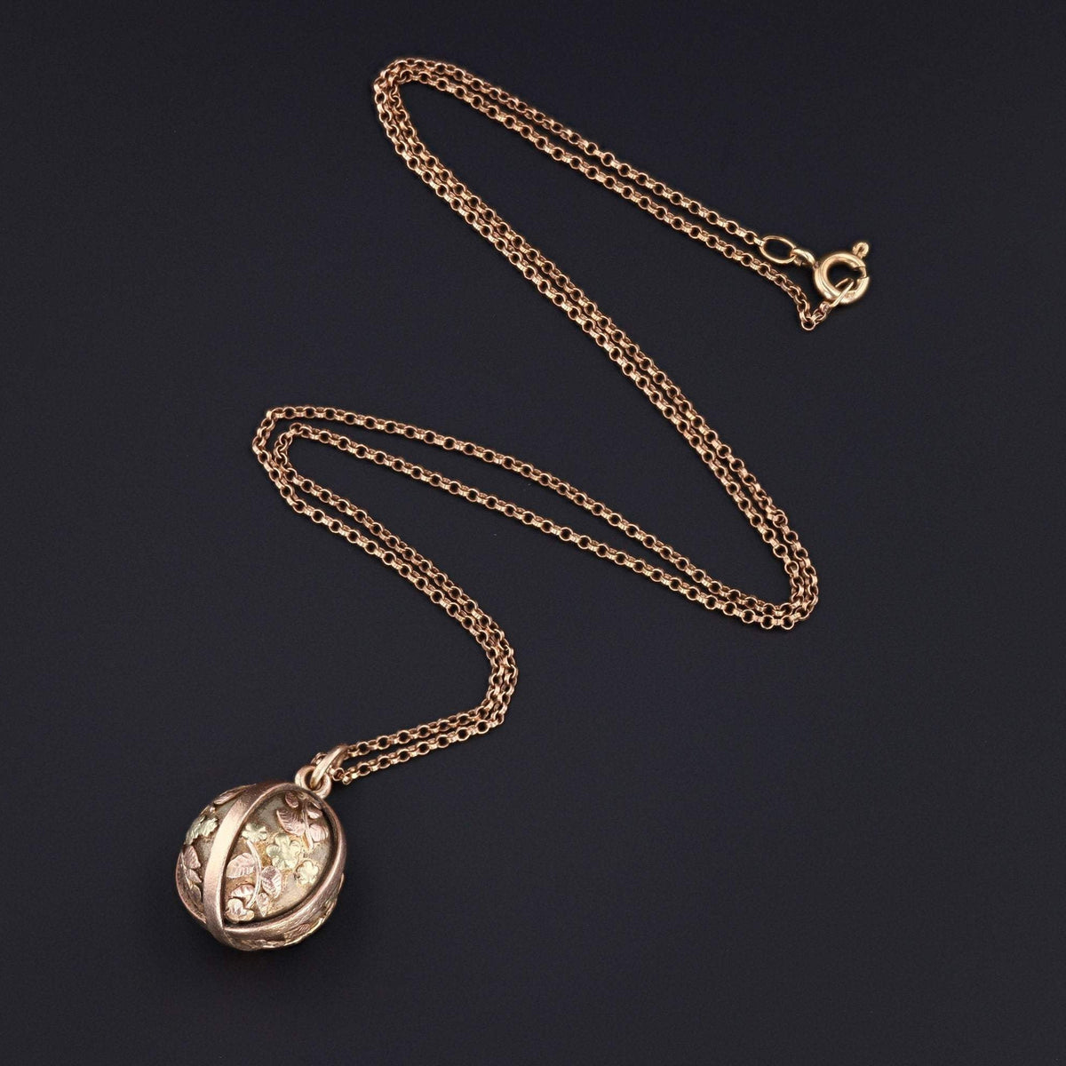 Gold Ball Charm or Pendant | Antique Mixed Metal Ball or Orb Pendant - Trademark Antiques