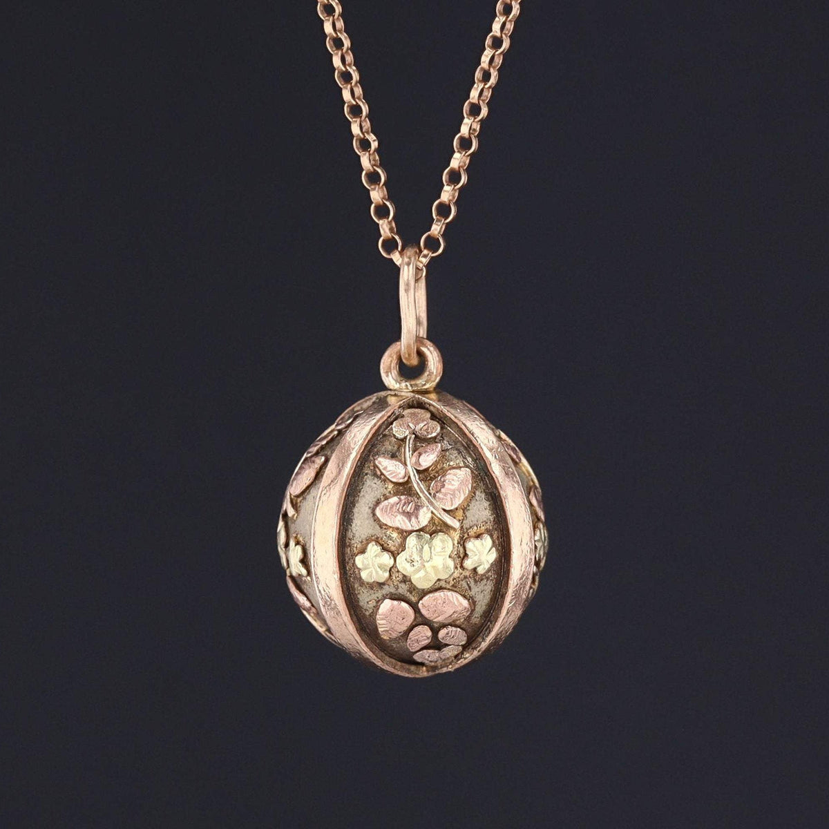 Gold Ball Charm or Pendant | Antique Mixed Metal Ball or Orb Pendant - Trademark Antiques