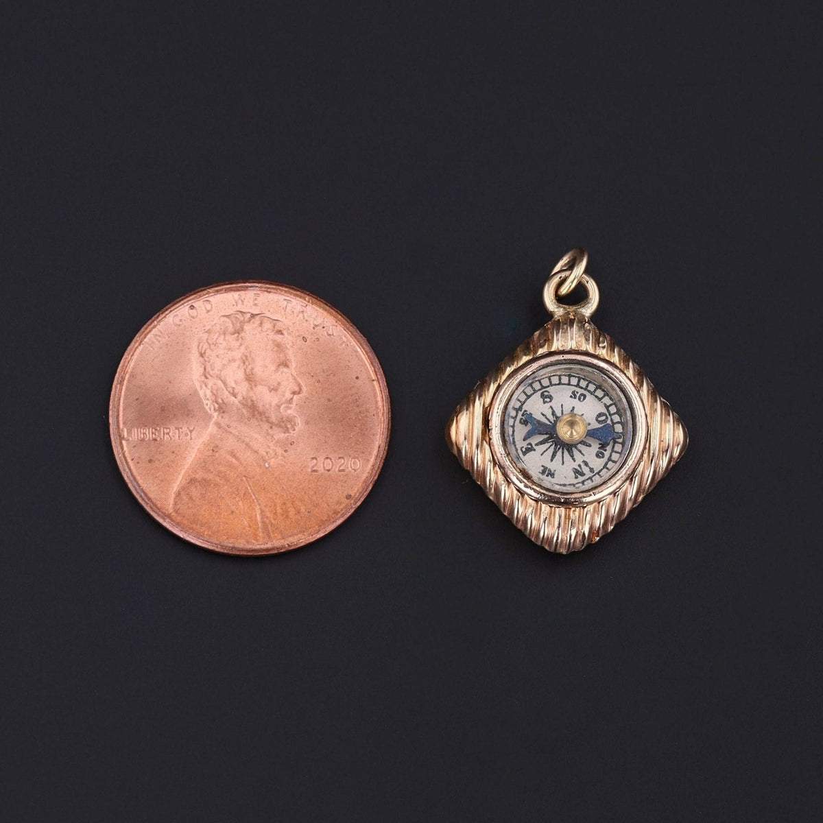 Gold Compass Pendant | Antique Compass Charm - Trademark Antiques