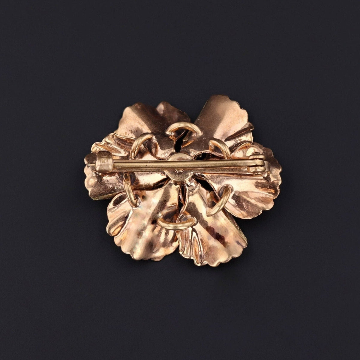 Gold Flower Brooch | Flower Pin - Trademark Antiques