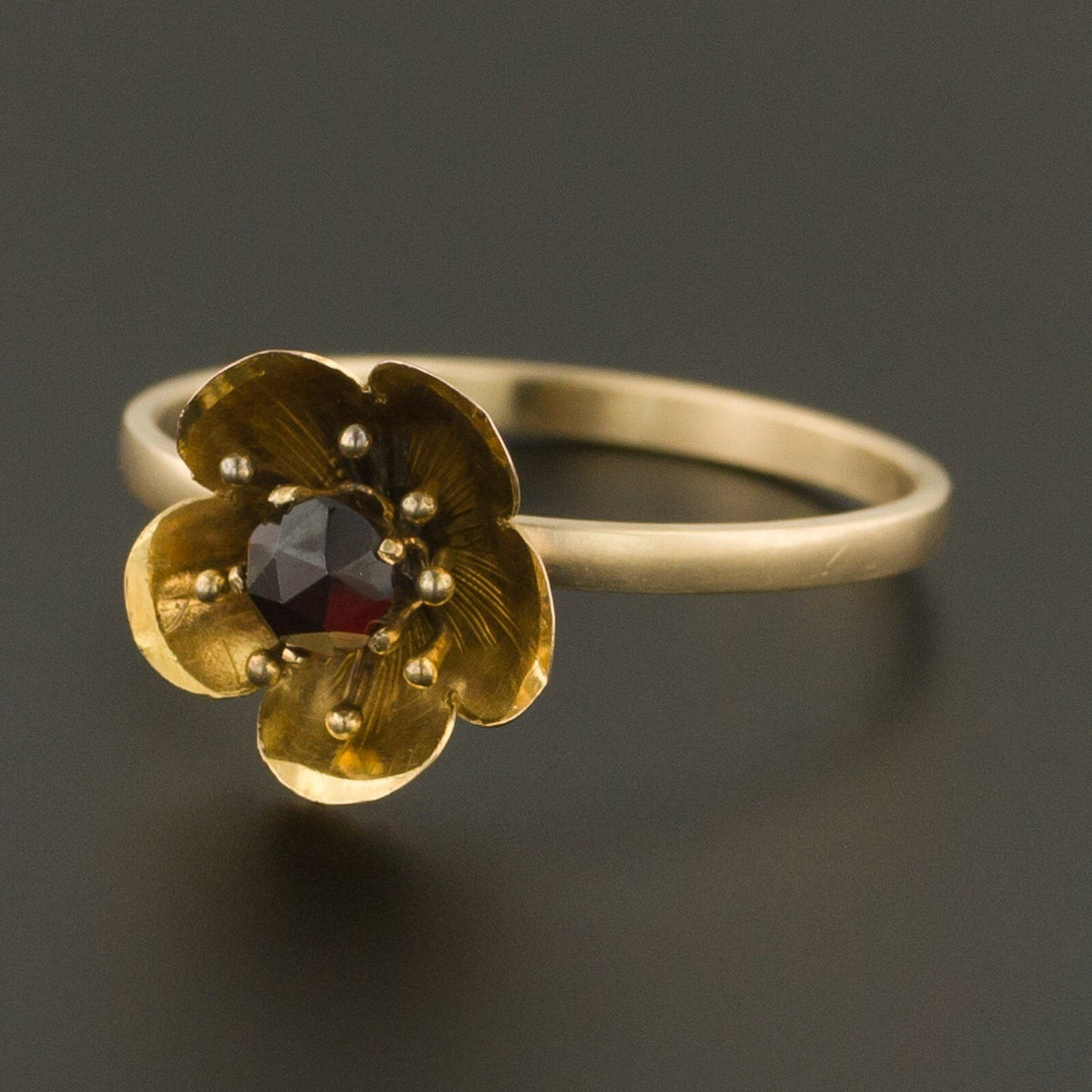 Gold Flower Ring | 14k Gold Ring - Trademark Antiques