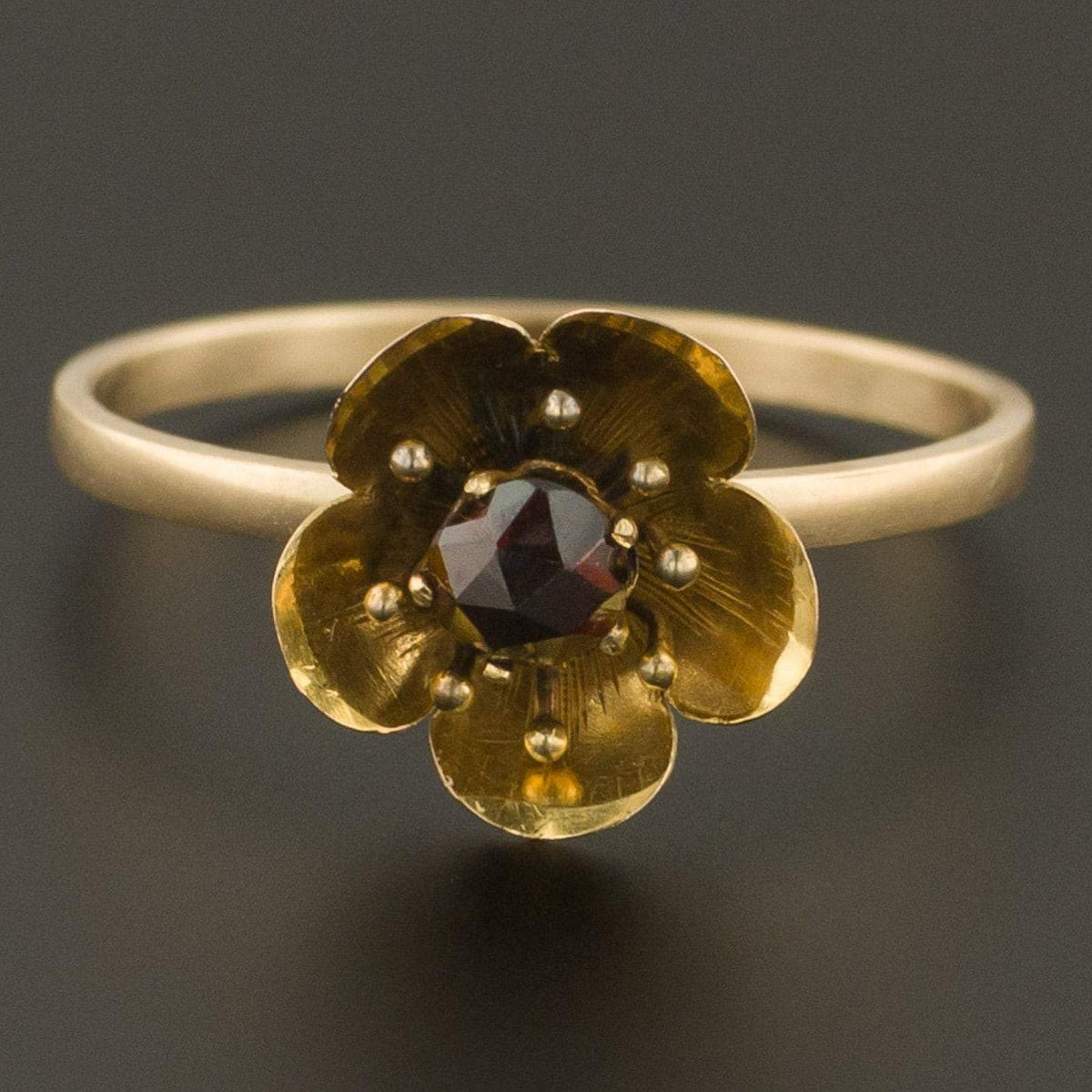 Gold Flower Ring | 14k Gold Ring - Trademark Antiques