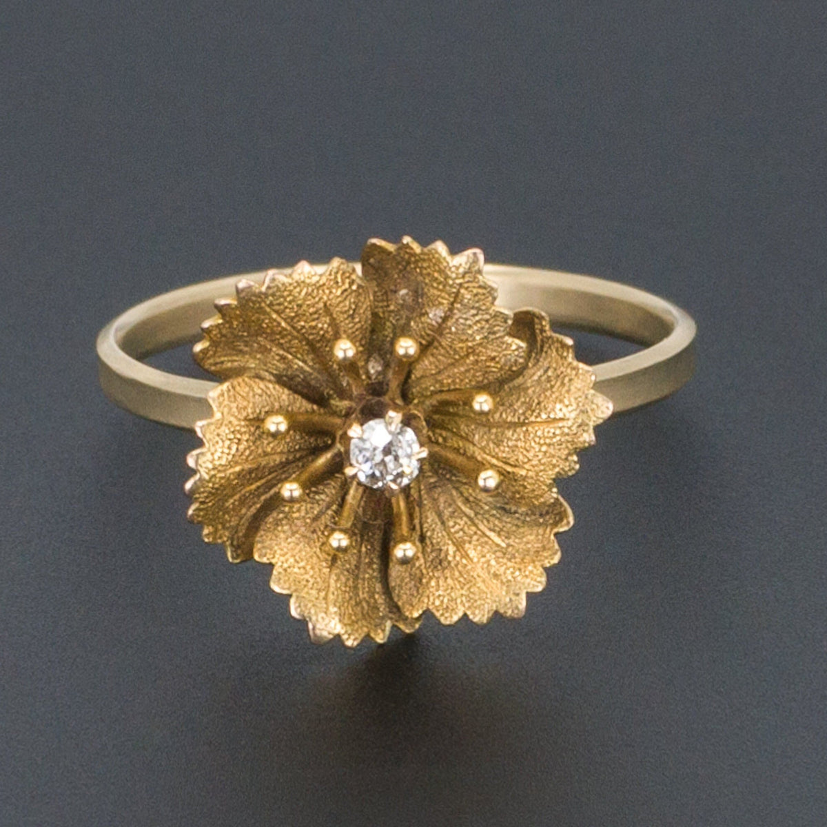 Gold Flower Ring | Diamond Flower Ring - Trademark Antiques