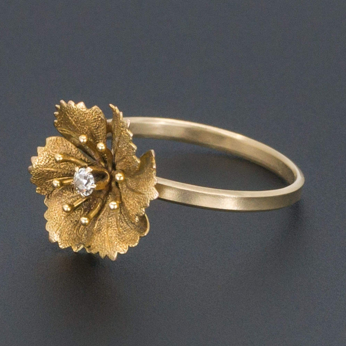 Gold Flower Ring | Diamond Flower Ring - Trademark Antiques