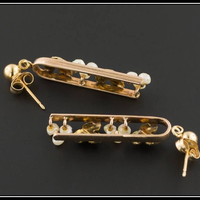 Gold Grape Dangle Earrings | Antique Pin Conversion Earrings - Trademark Antiques