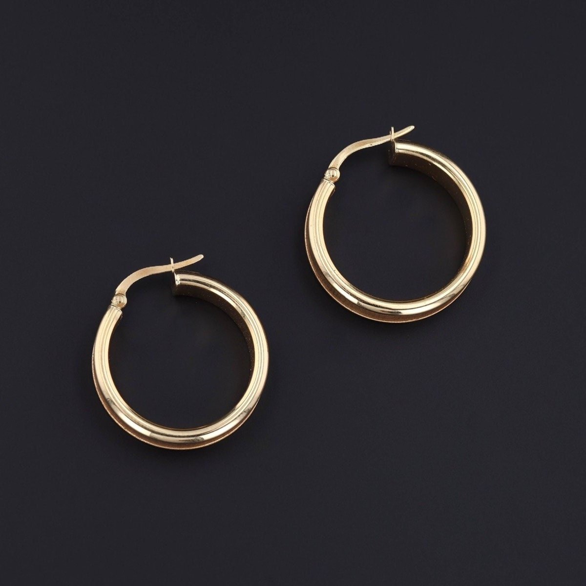 Gold Hoop Earrings | Textured Gold Hoops - Trademark Antiques