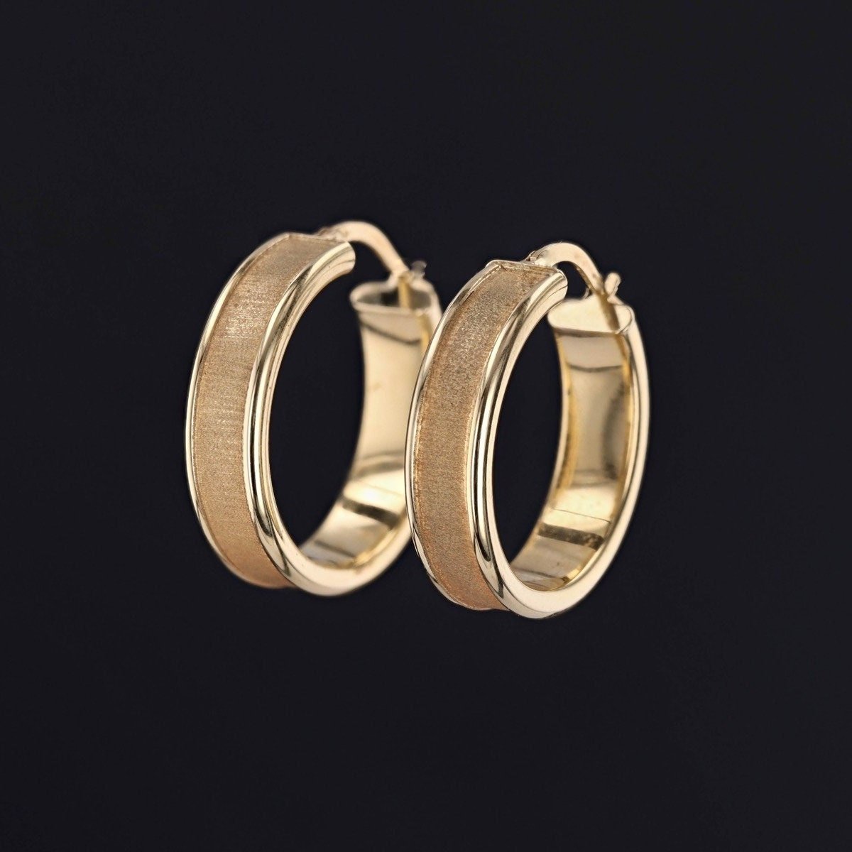 Gold Hoop Earrings | Textured Gold Hoops - Trademark Antiques