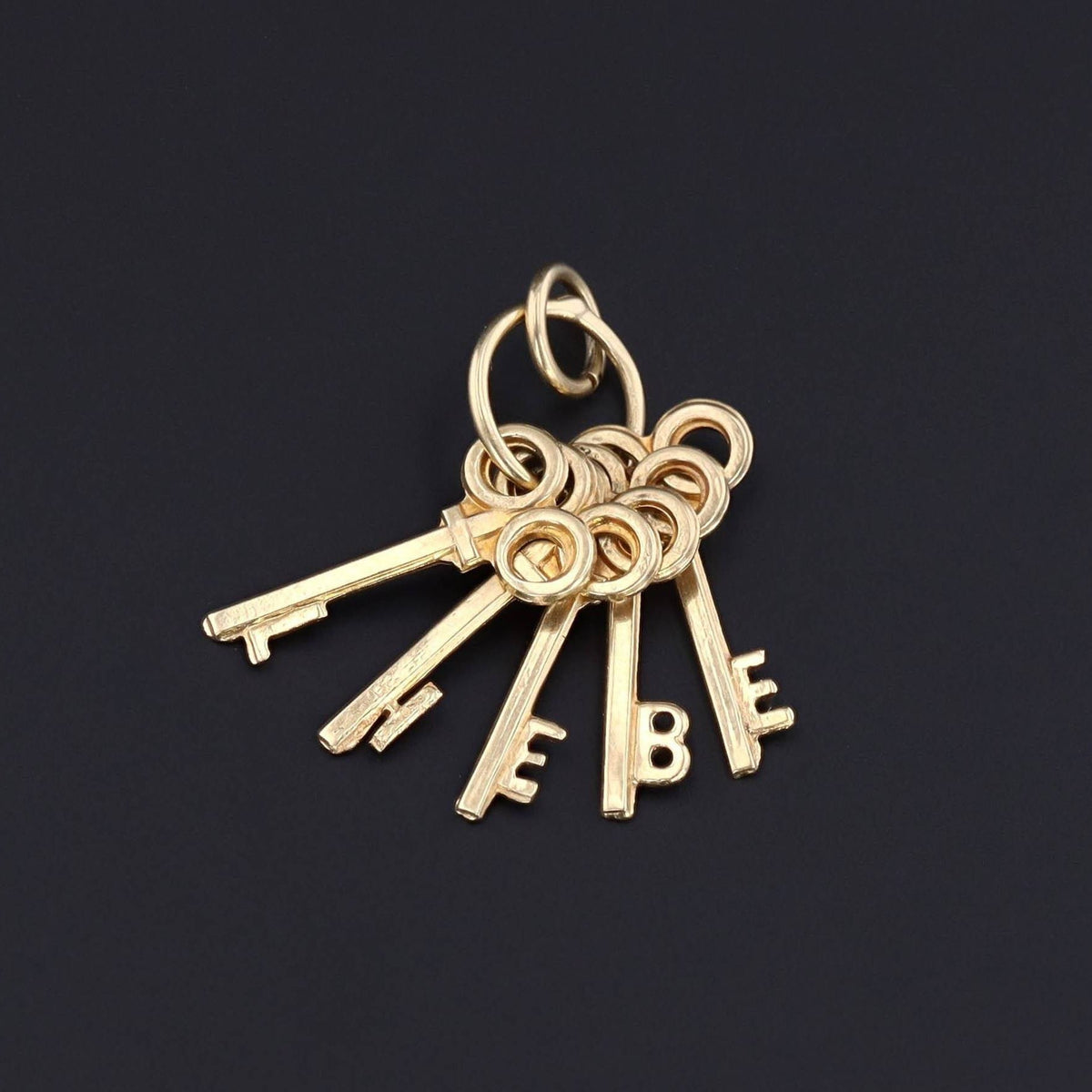 Gold LIEBE (Love in German) Keys Pendant | 14k Gold Vintage Keys Pendant - Trademark Antiques