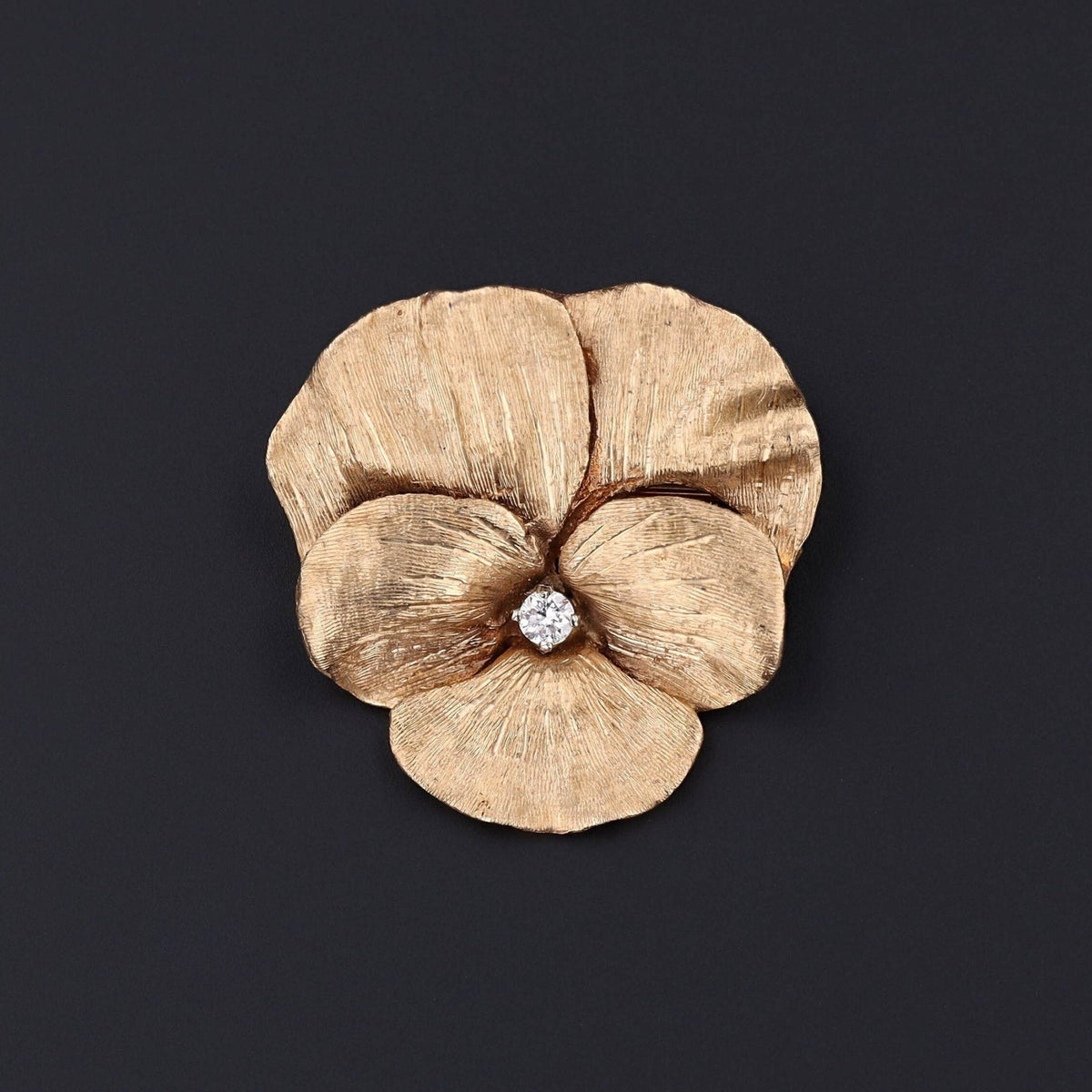 Gold Pansy Brooch | Flower Pin - Trademark Antiques