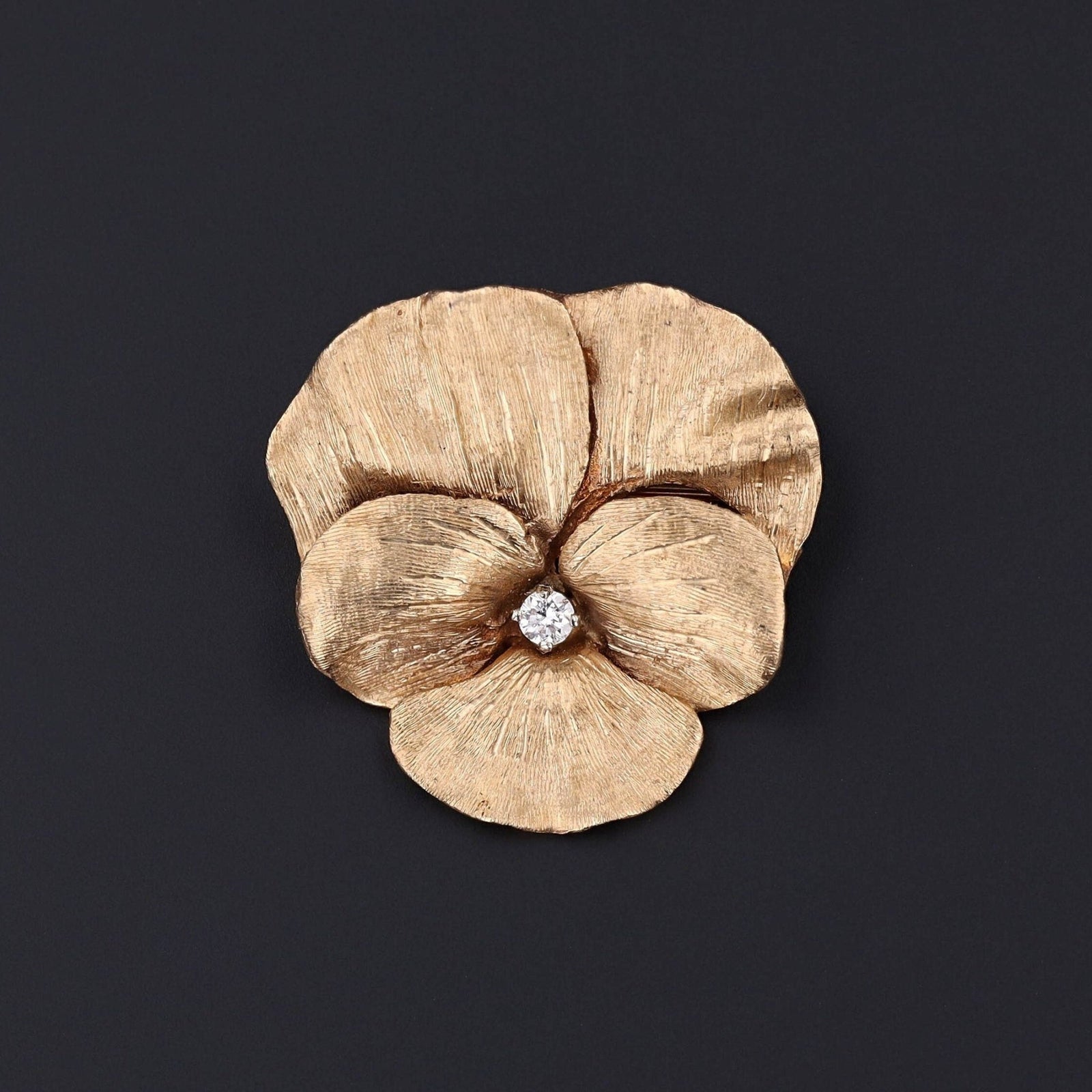 Gold Pansy Brooch | Flower Pin - Trademark Antiques